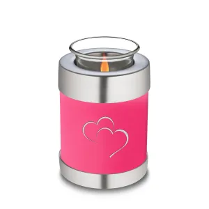 Candle Holder Embrace Bright Pink Hearts Cremation Urn