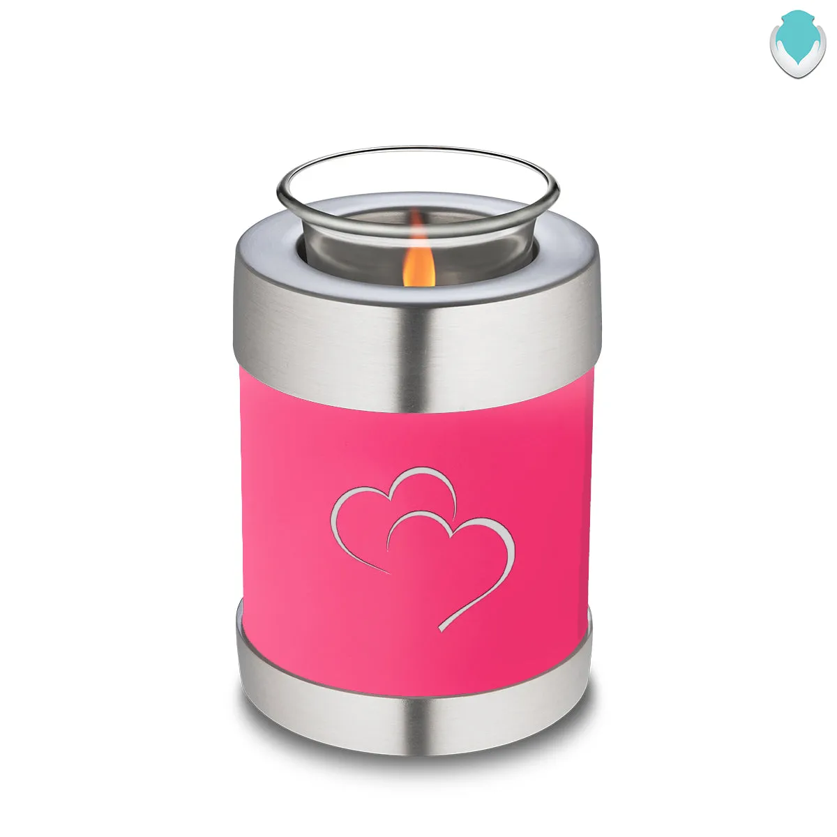 Candle Holder Embrace Bright Pink Hearts Cremation Urn