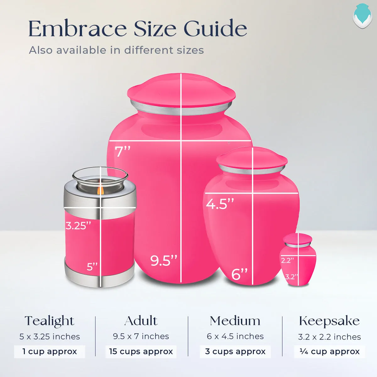 Candle Holder Embrace Bright Pink Hearts Cremation Urn