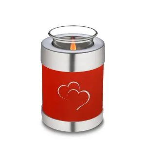 Candle Holder Embrace Bright Red Hearts Cremation Urn