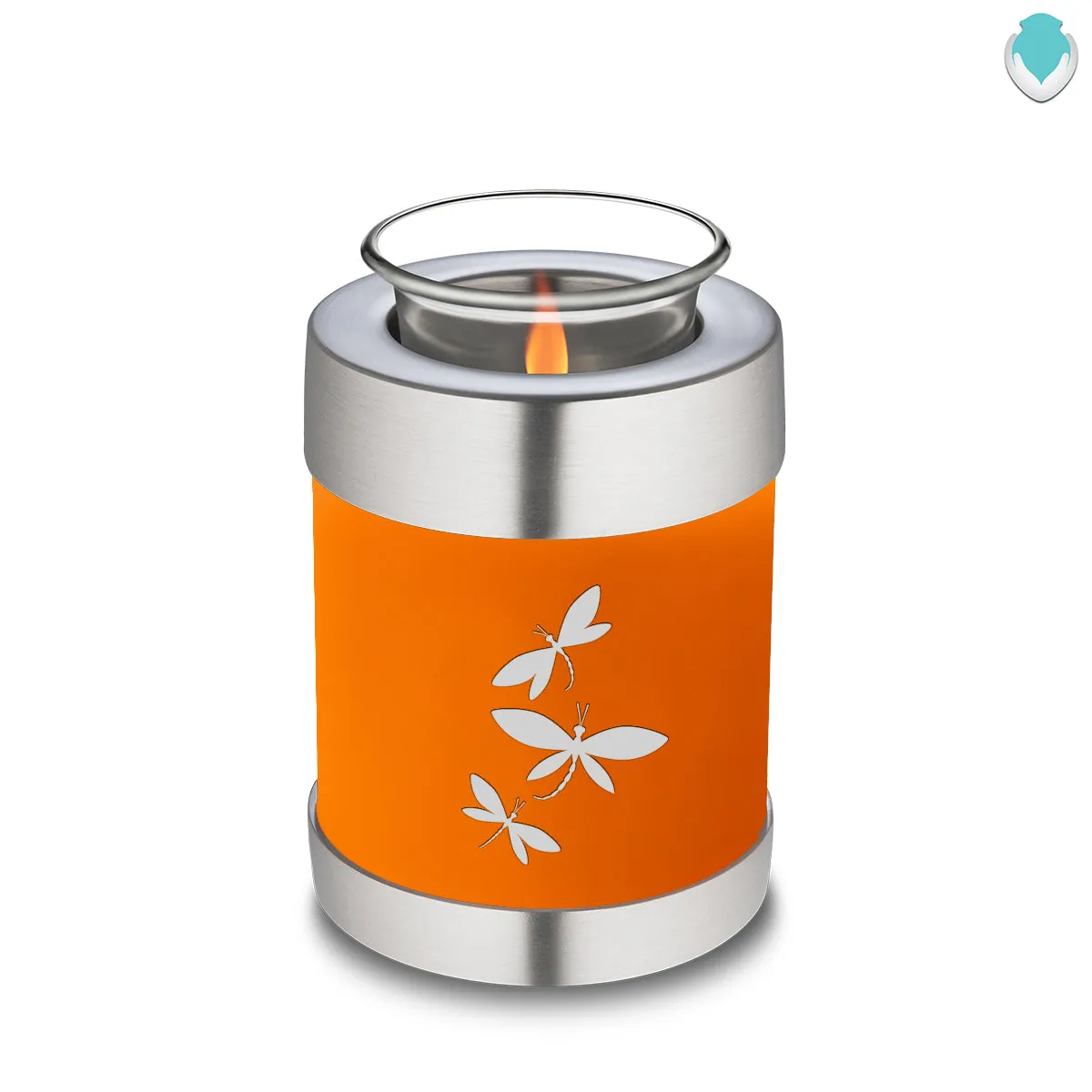 Candle Holder Embrace Burnt Orange Dragonflies Cremation Urn
