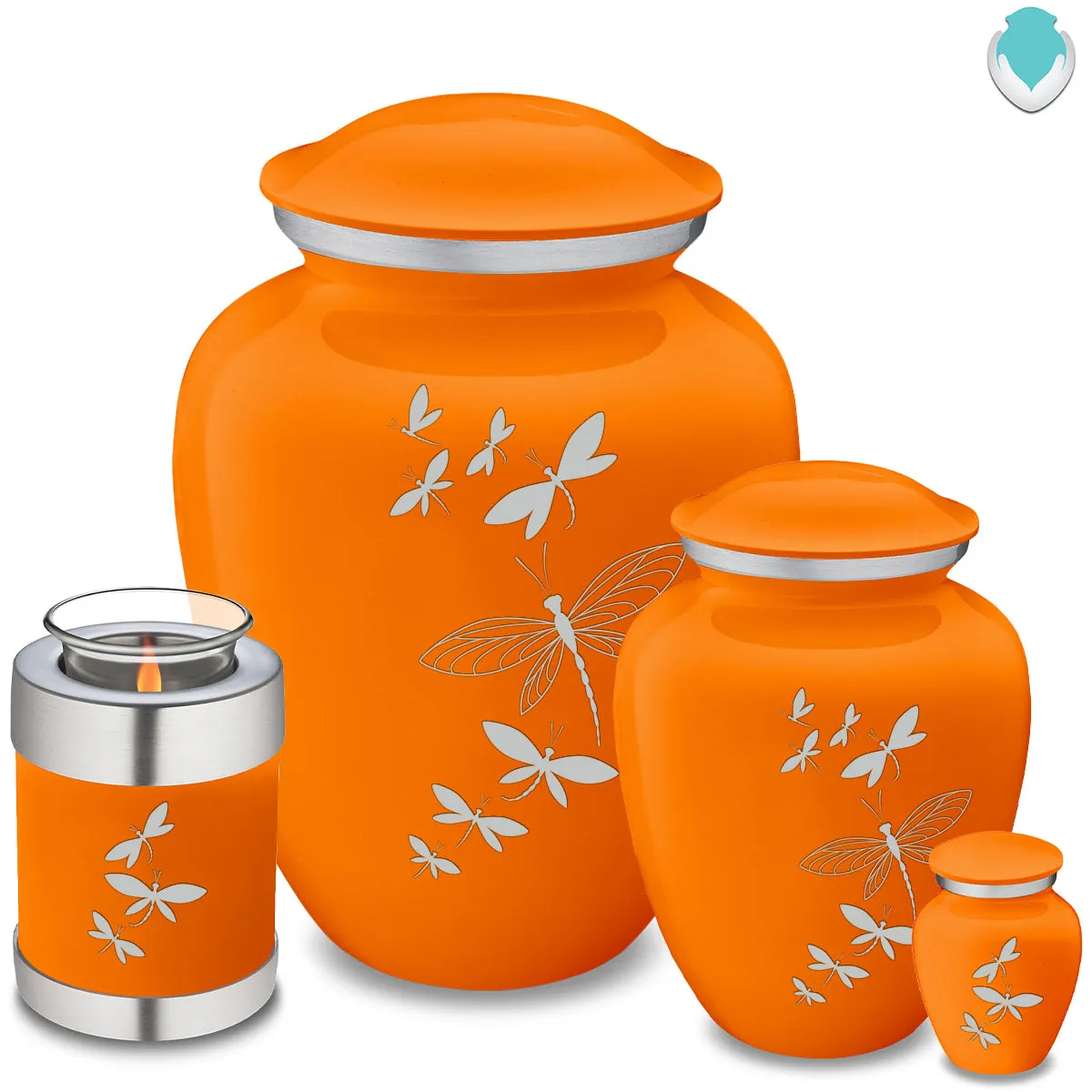 Candle Holder Embrace Burnt Orange Dragonflies Cremation Urn