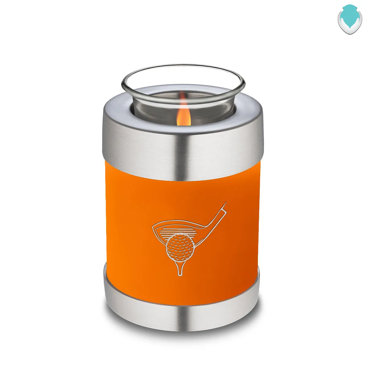 Candle Holder Embrace Burnt Orange Golfer Cremation Urn