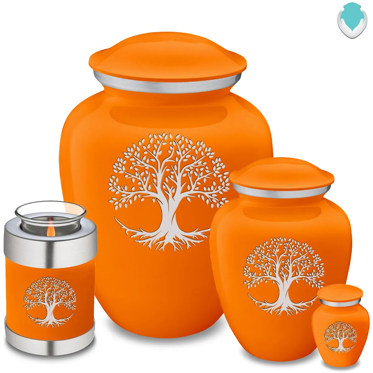 Candle Holder Embrace Burnt Orange Tree of Life Cremation Urn