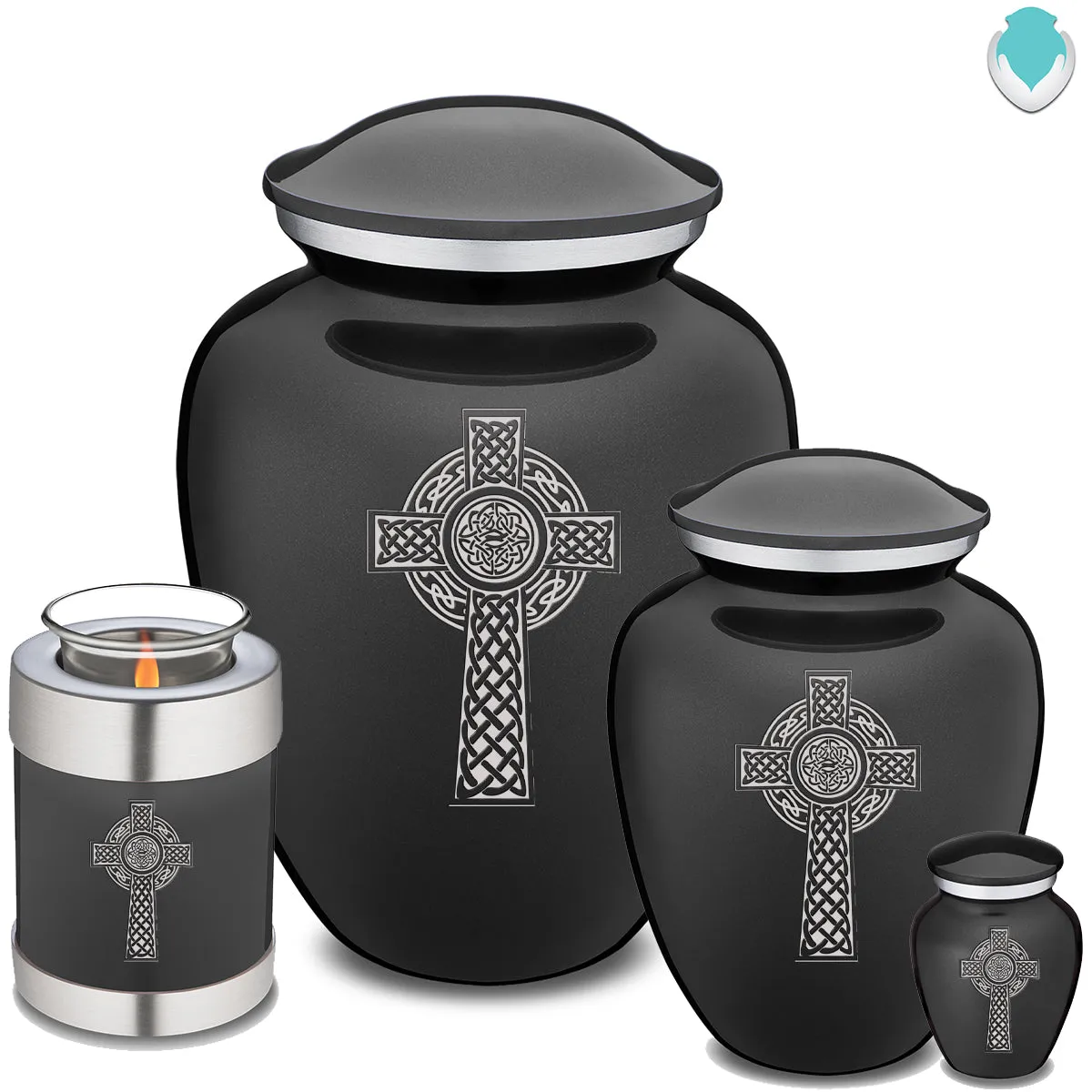 Candle Holder Embrace Charcoal Celtic Cross Cremation Urn