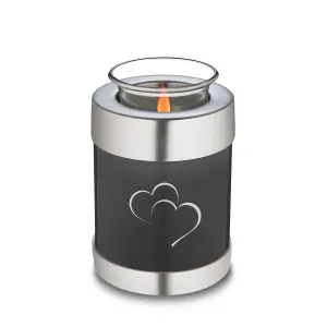 Candle Holder Embrace Charcoal Hearts Cremation Urn