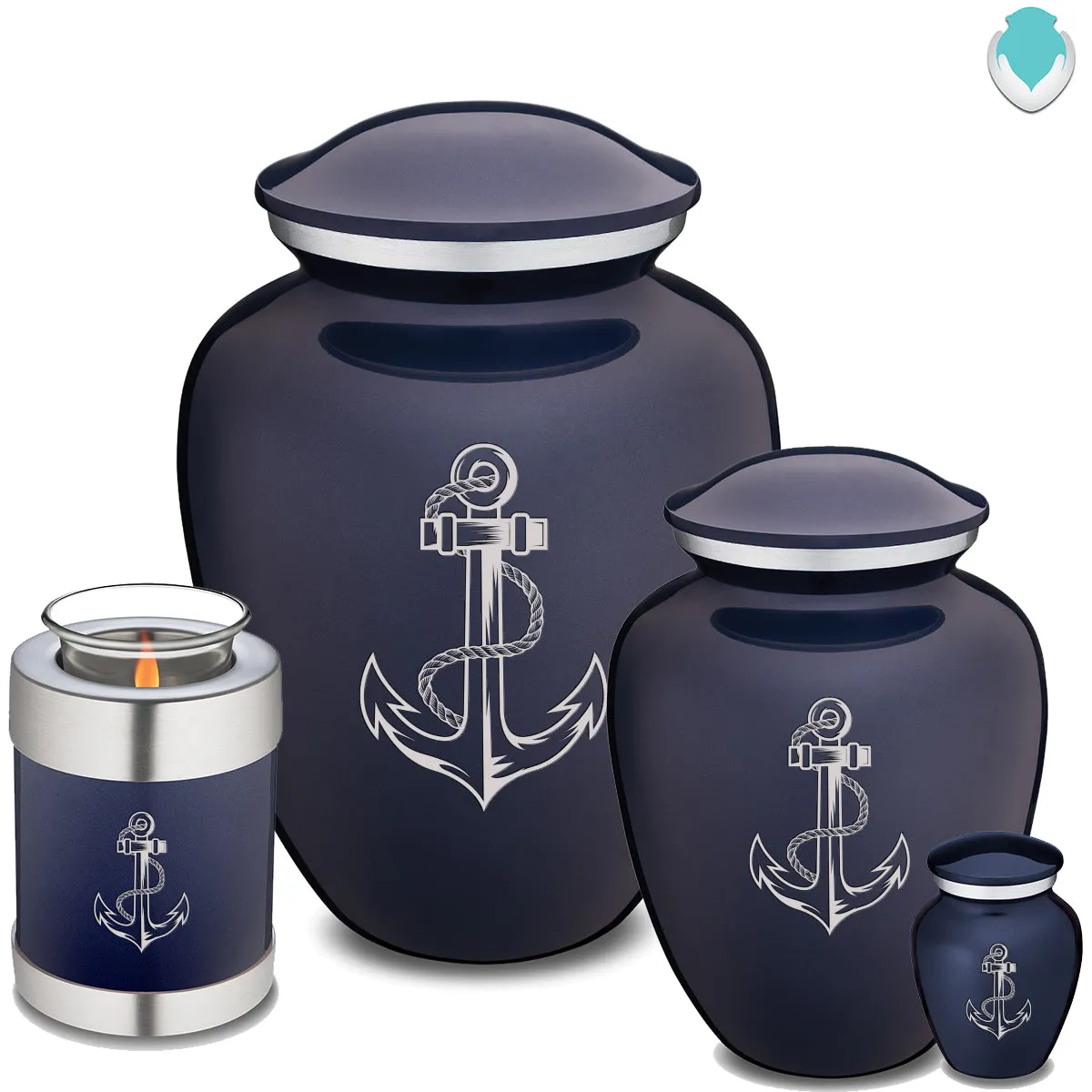 Candle Holder Embrace Cobalt Blue Anchor Cremation Urn