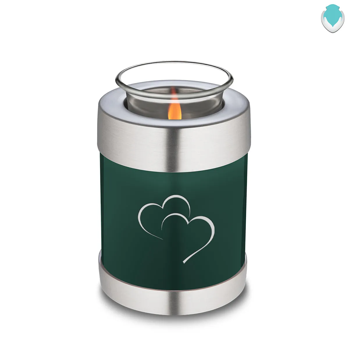 Candle Holder Embrace Green Hearts Cremation Urn