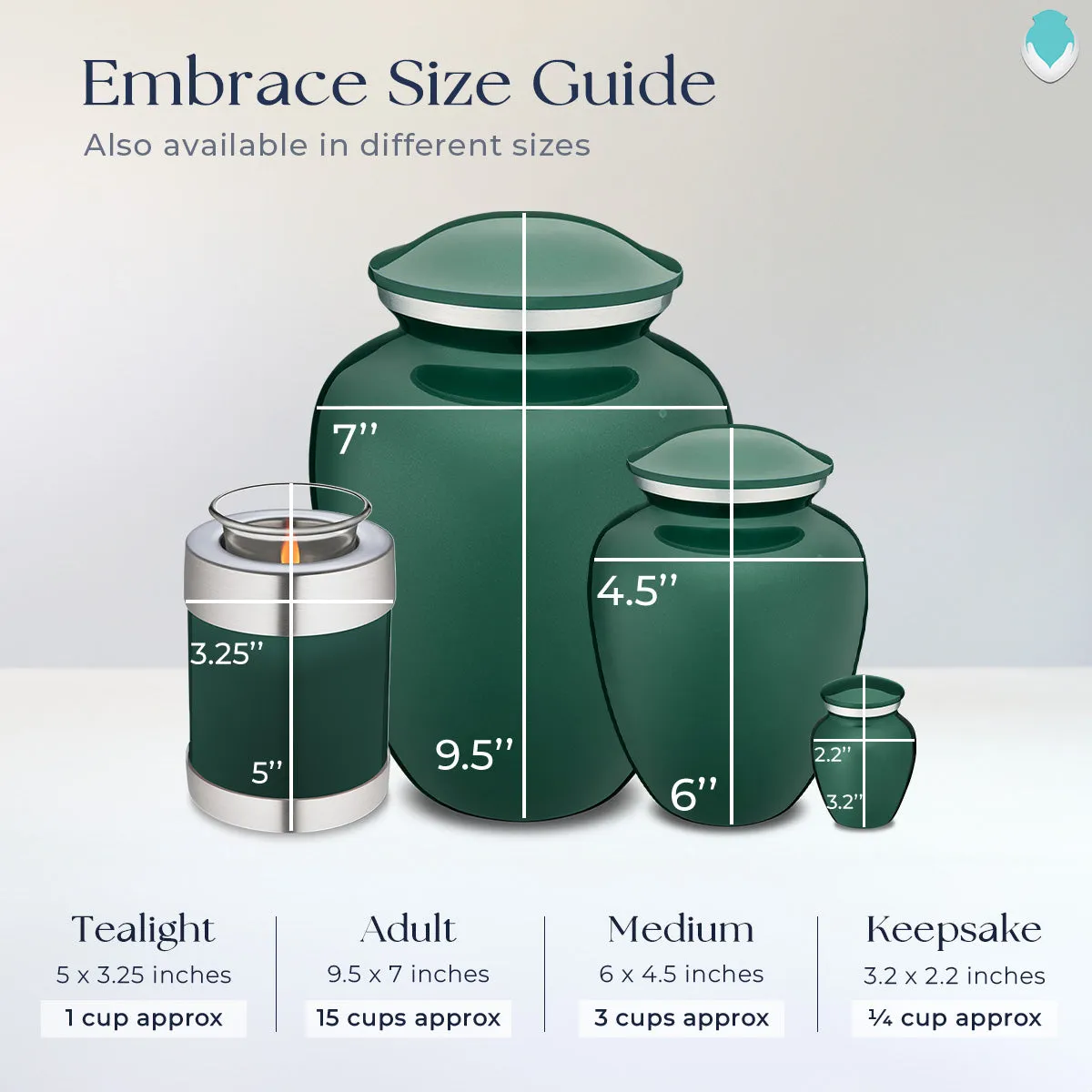 Candle Holder Embrace Green Hearts Cremation Urn