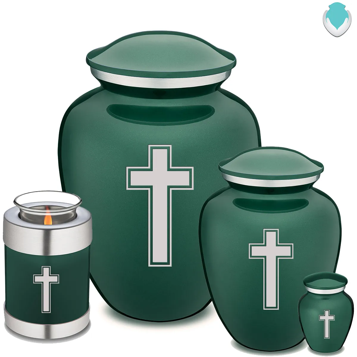Candle Holder Embrace Green Simple Cross Cremation Urn