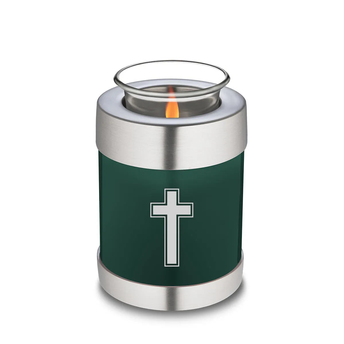 Candle Holder Embrace Green Simple Cross Cremation Urn