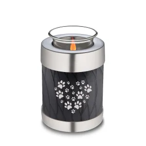 Candle Holder Embrace Pearl Black Heart Paws Pet Cremation Urn