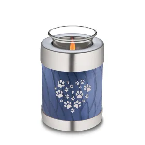 Candle Holder Embrace Pearl Cobalt Blue Heart Paws Pet Cremation Urn