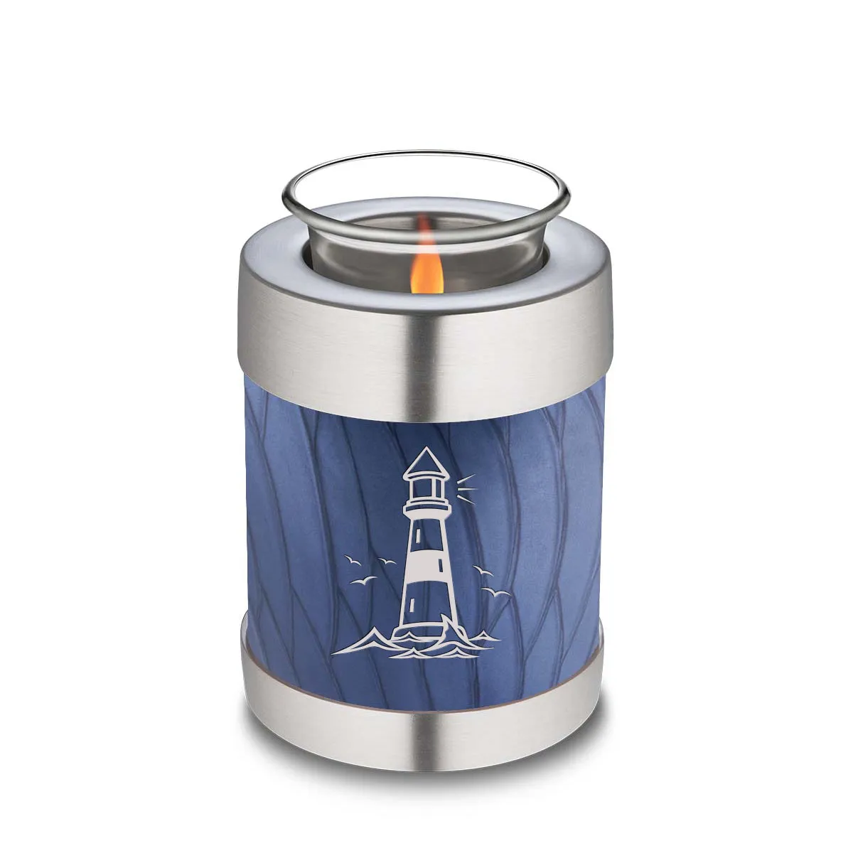 Candle Holder Embrace Pearl Cobalt Blue Lighthouse Cremation Urn