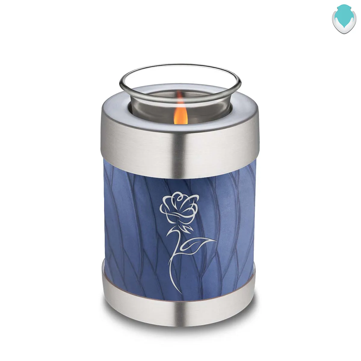 Candle Holder Embrace Pearl Cobalt Blue Rose Cremation Urn