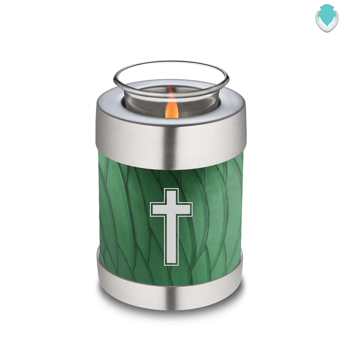 Candle Holder Embrace Pearl Green Simple Cross Cremation Urn