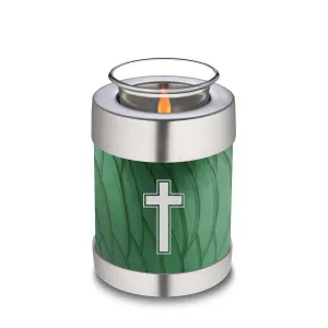 Candle Holder Embrace Pearl Green Simple Cross Cremation Urn