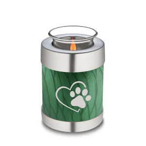 Candle Holder Embrace Pearl Green Single Paw Heart Pet Cremation Urn