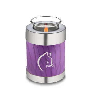 Candle Holder Embrace Pearl Purple Cat Pet Cremation Urn