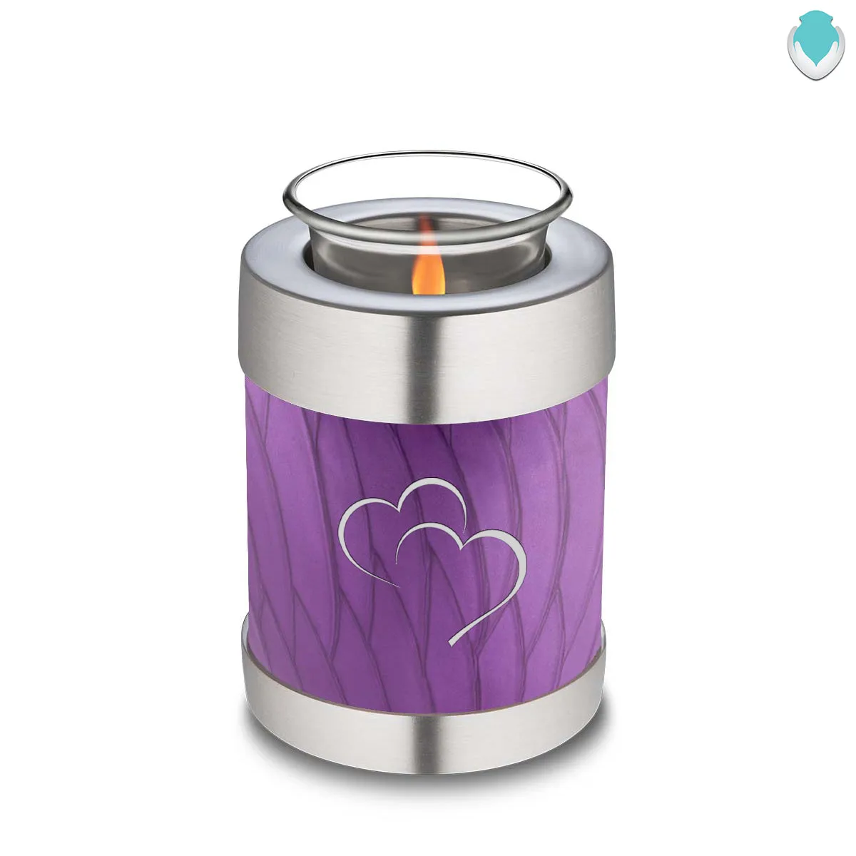 Candle Holder Embrace Pearl Purple Hearts Cremation Urn