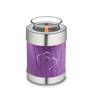 Candle Holder Embrace Pearl Purple Hearts Cremation Urn