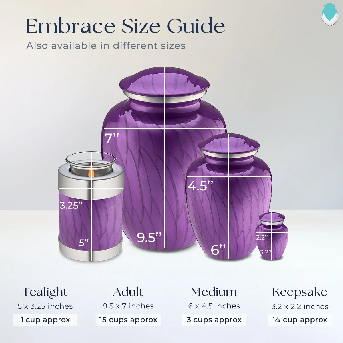 Candle Holder Embrace Pearl Purple Hearts Cremation Urn