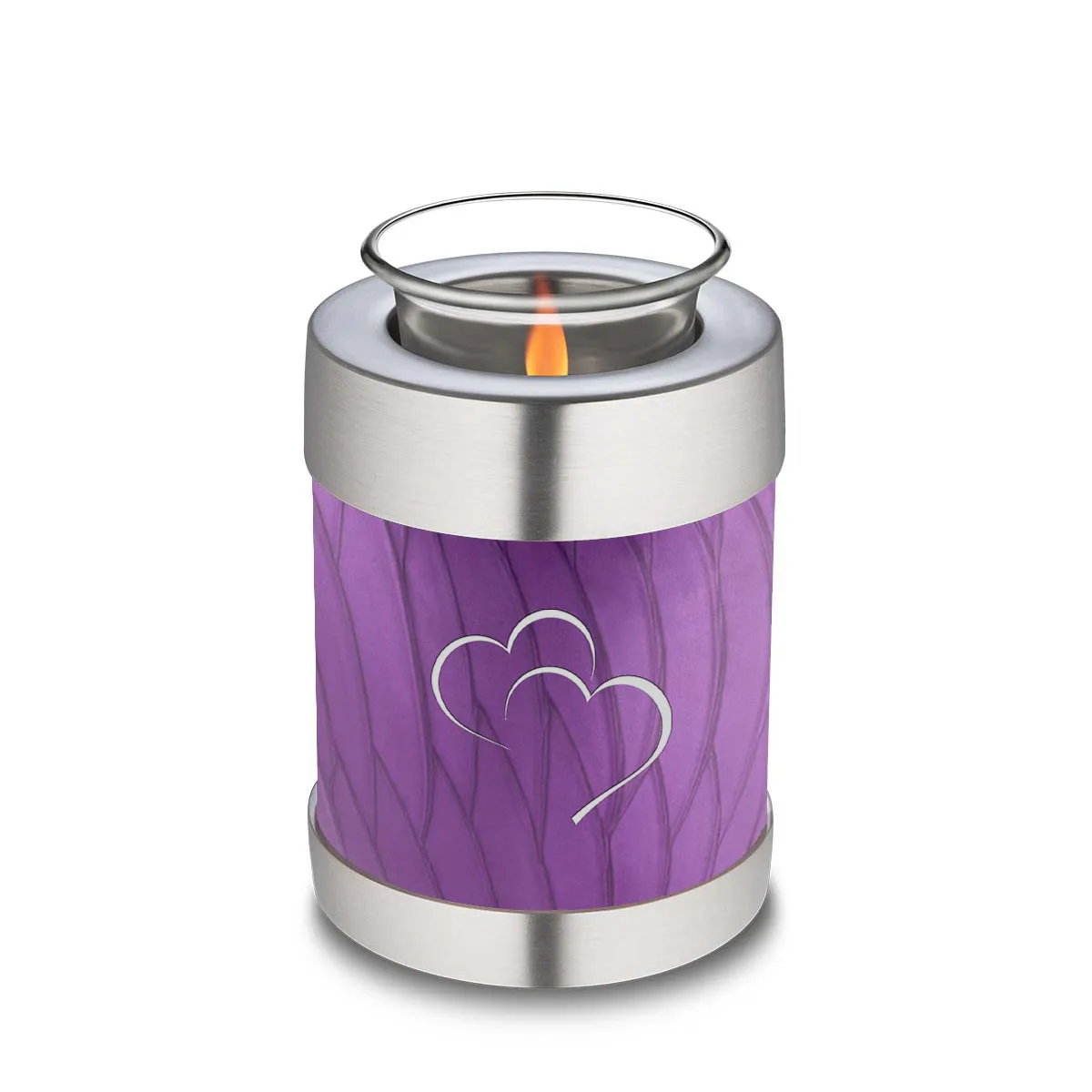 Candle Holder Embrace Pearl Purple Hearts Cremation Urn
