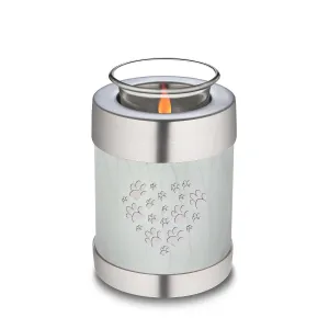Candle Holder Embrace Pearl White Heart Paws Pet Cremation Urn