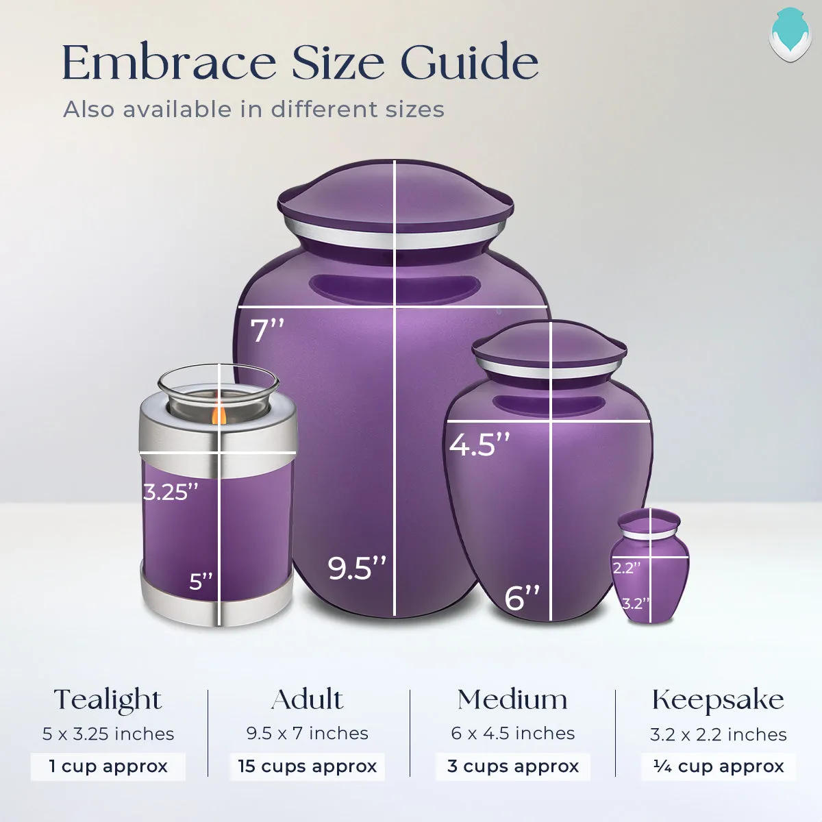 Candle Holder Embrace Purple Hearts Cremation Urn