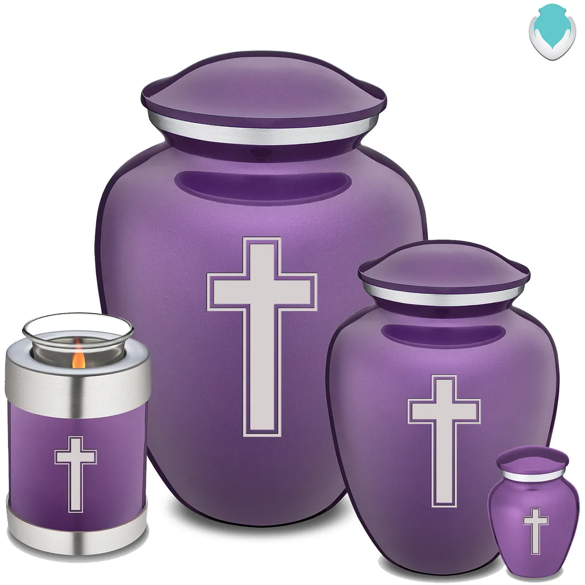Candle Holder Embrace Purple Simple Cross Cremation Urn