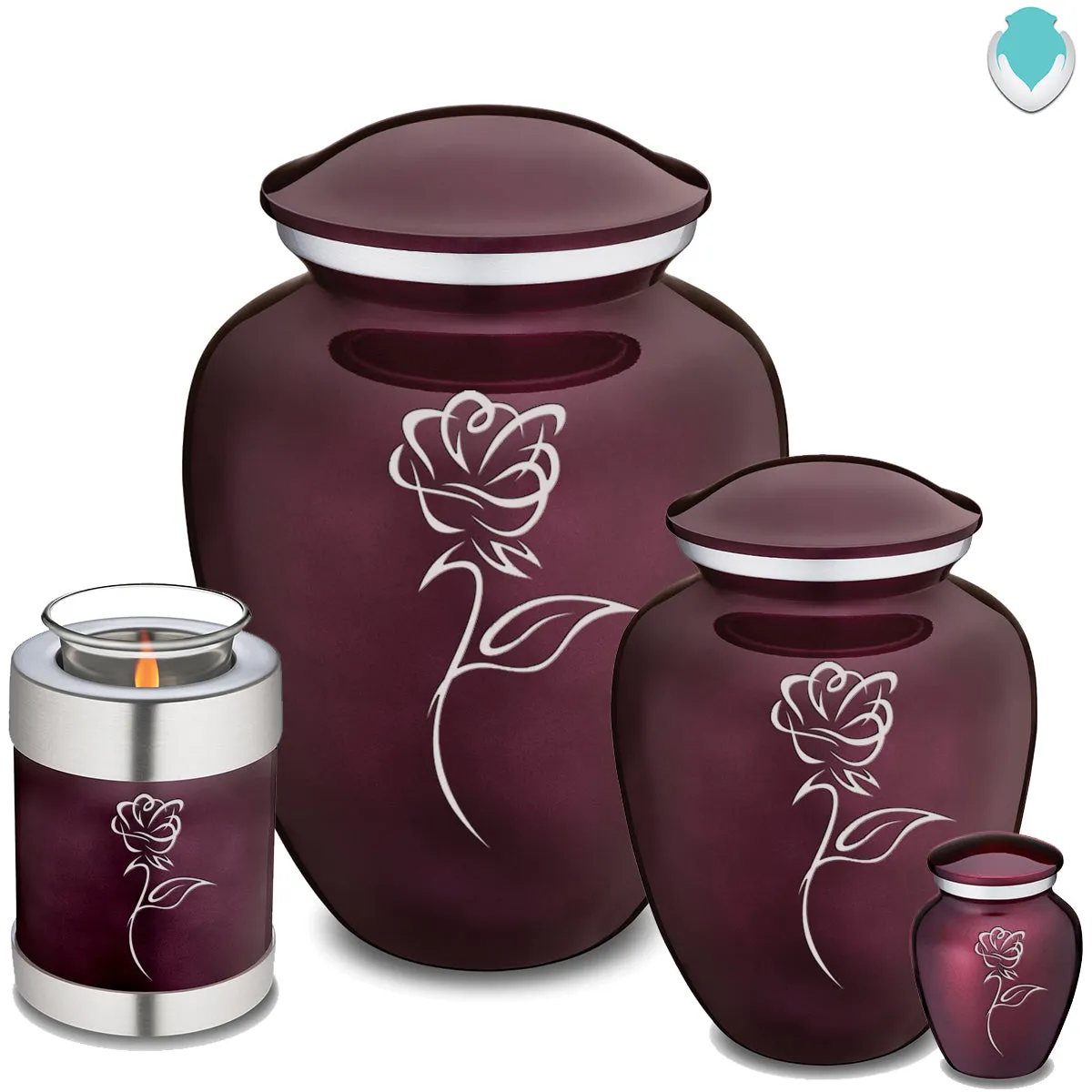 Candle Holder Embrace Rose Cherry Purple Cremation Urn