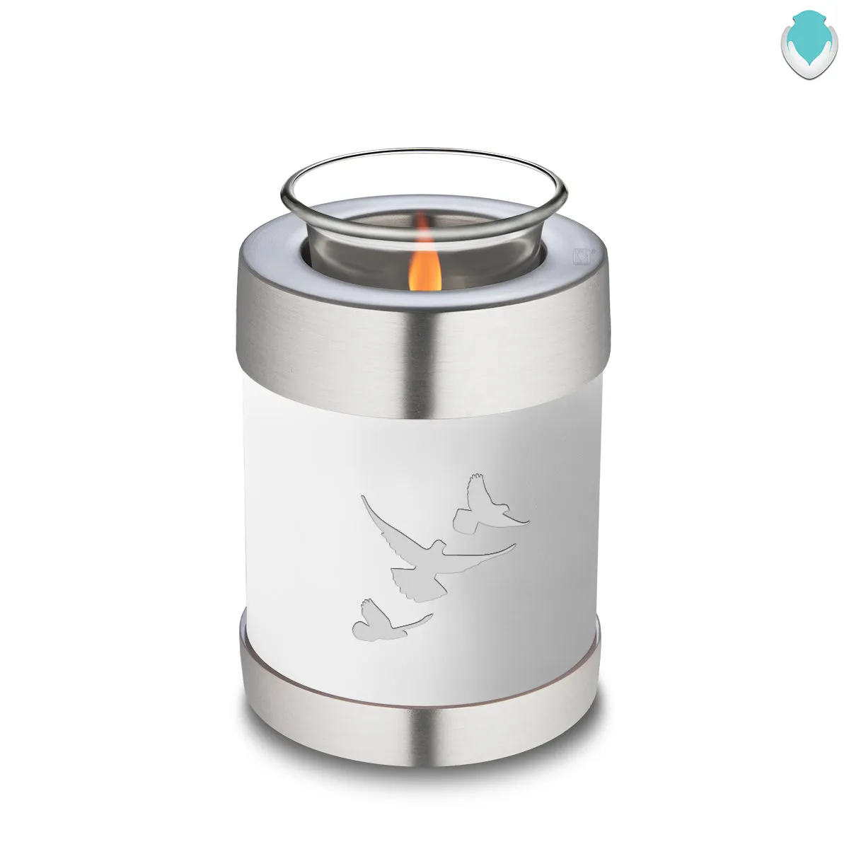 Candle Holder Embrace White Doves Cremation Urn