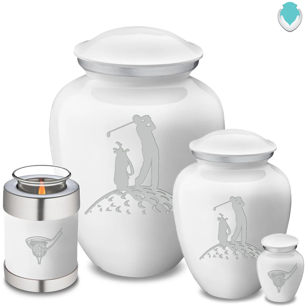 Candle Holder Embrace White Golfer Cremation Urn