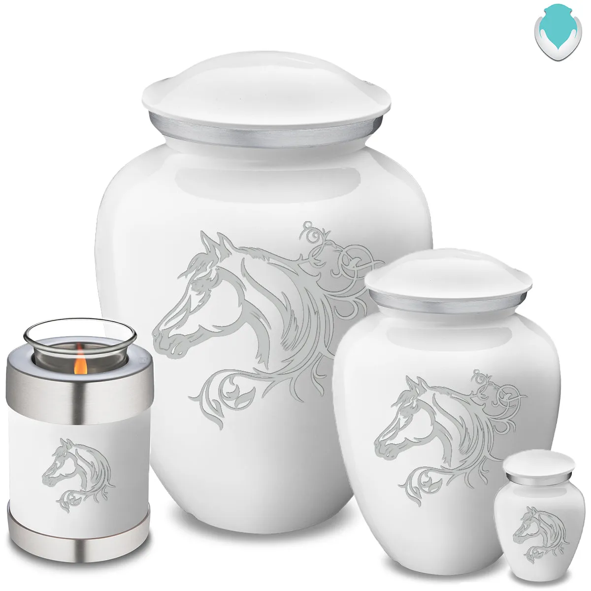 Candle Holder Embrace White Horse Cremation Urn