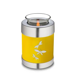 Candle Holder Embrace Yellow Dragonflies Cremation Urn