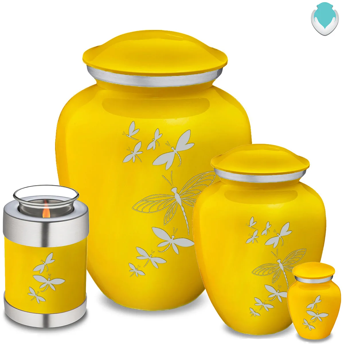 Candle Holder Embrace Yellow Dragonflies Cremation Urn