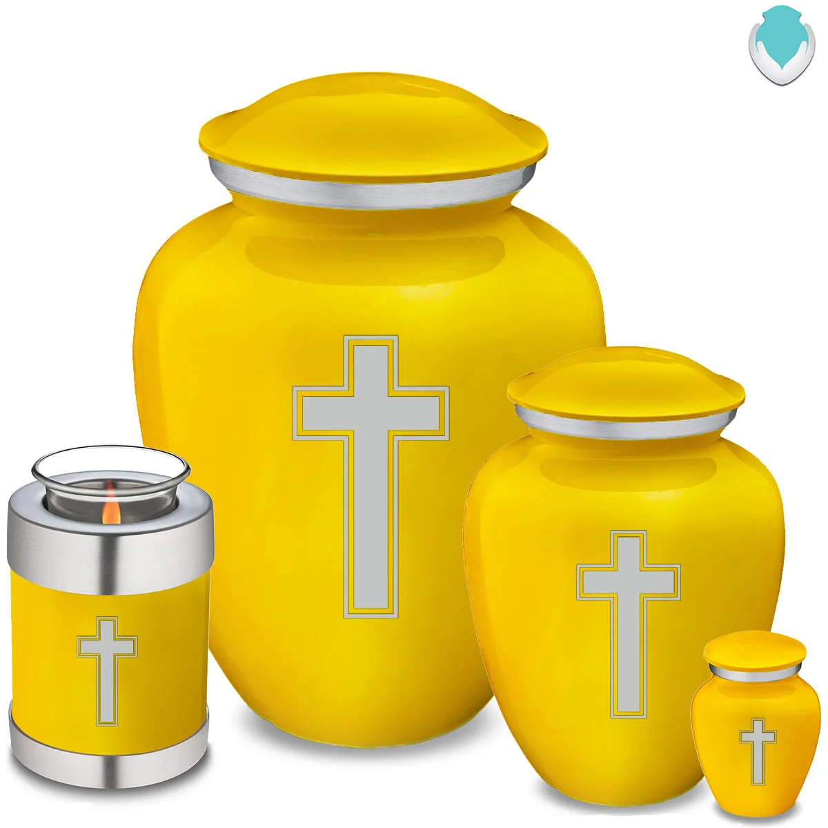 Candle Holder Embrace Yellow Simple Cross Cremation Urn