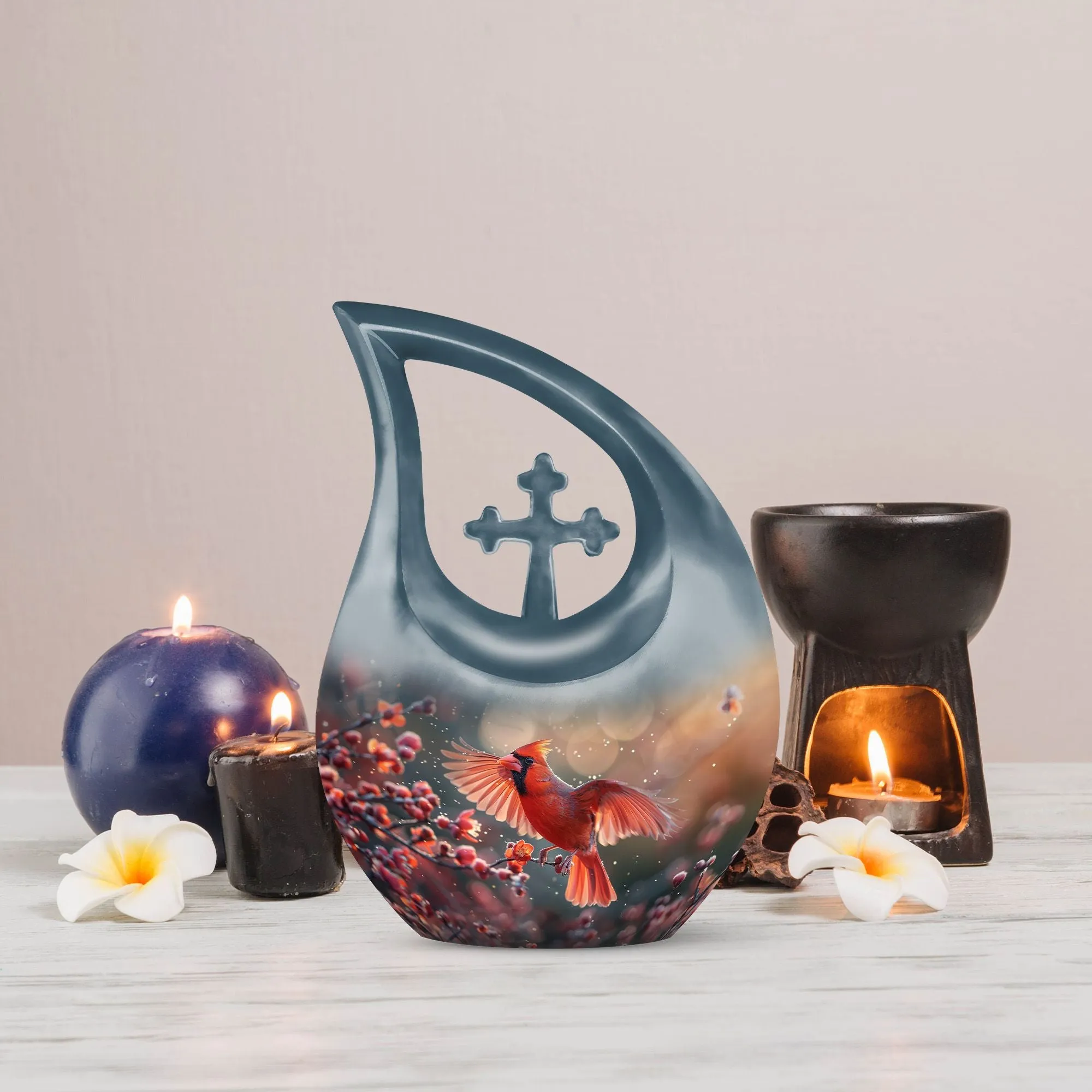 Cardinal Bird Enshrined - Premium Keepsake Human Ashes Memorial