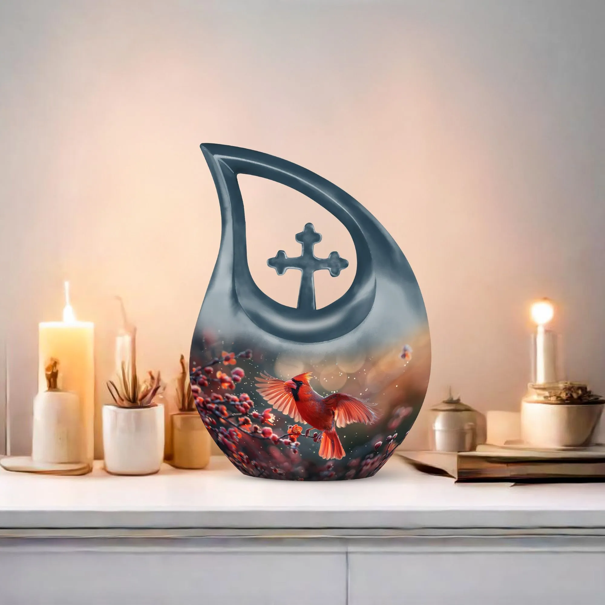 Cardinal Bird Enshrined - Premium Keepsake Human Ashes Memorial