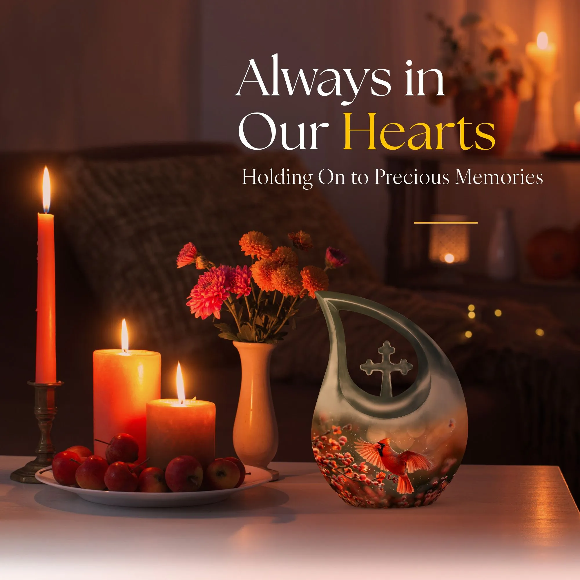 Cardinal Bird Enshrined - Premium Keepsake Human Ashes Memorial