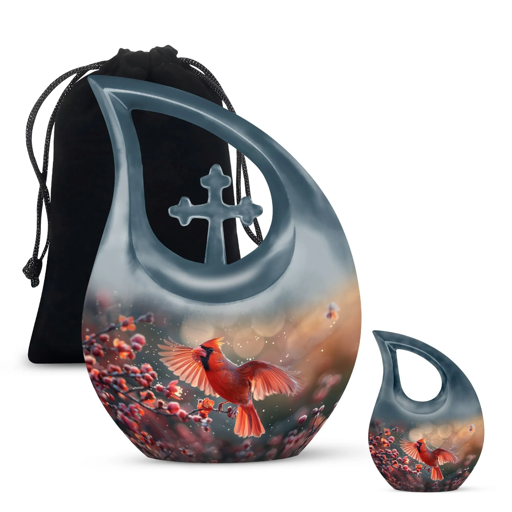Cardinal Bird Enshrined - Premium Keepsake Human Ashes Memorial