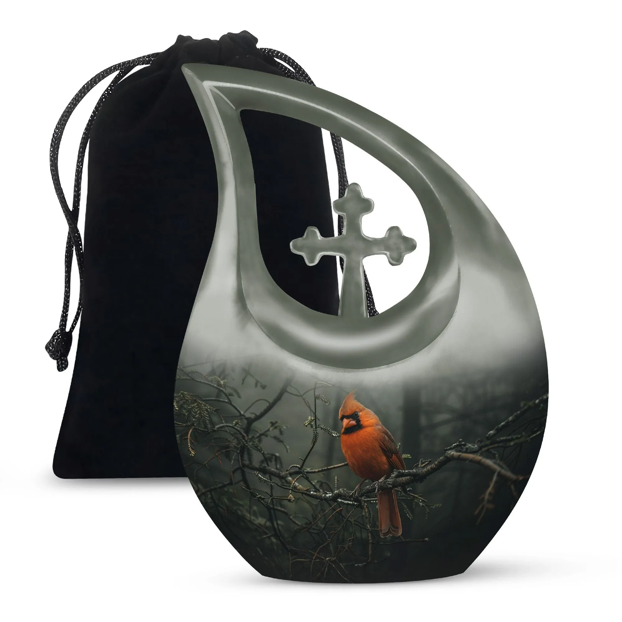Cardinal Bird Soul Serenity: Memorial Urn for Ashes with Artful Elegance