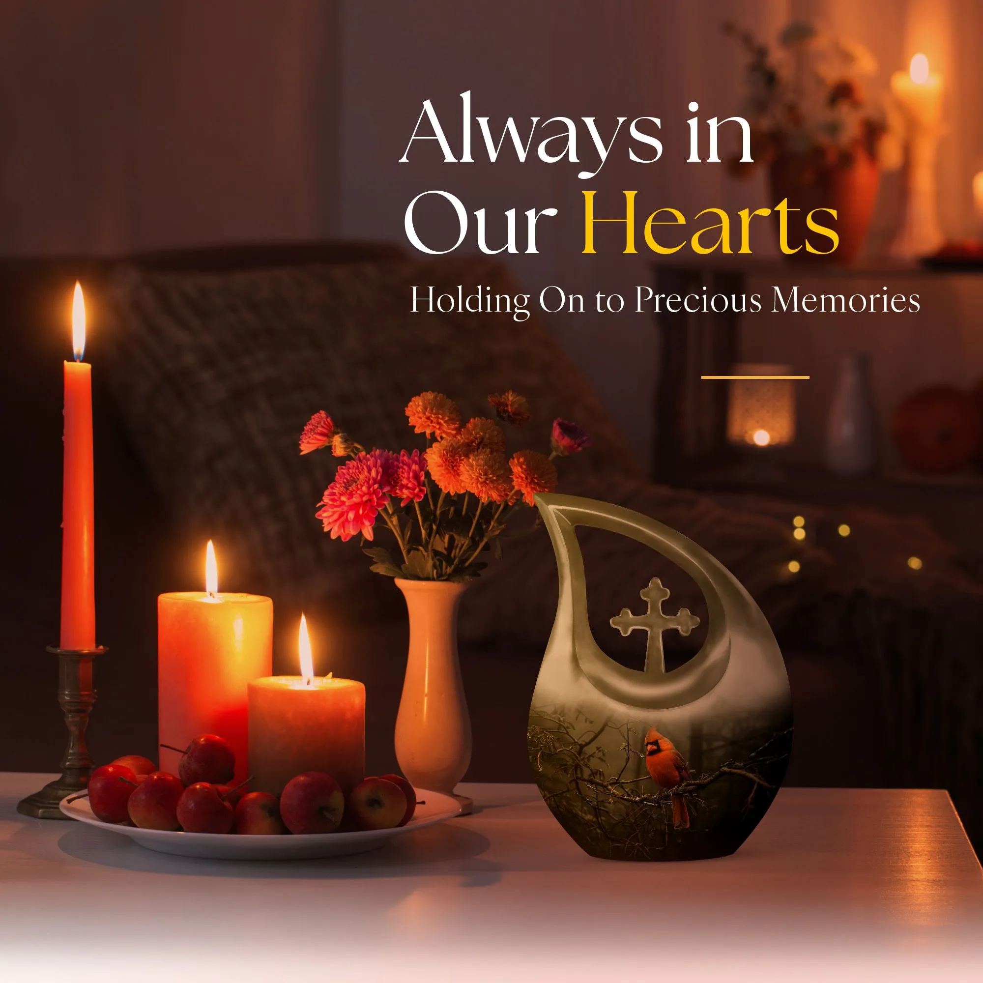 Cardinal Bird Soul Serenity: Memorial Urn for Ashes with Artful Elegance