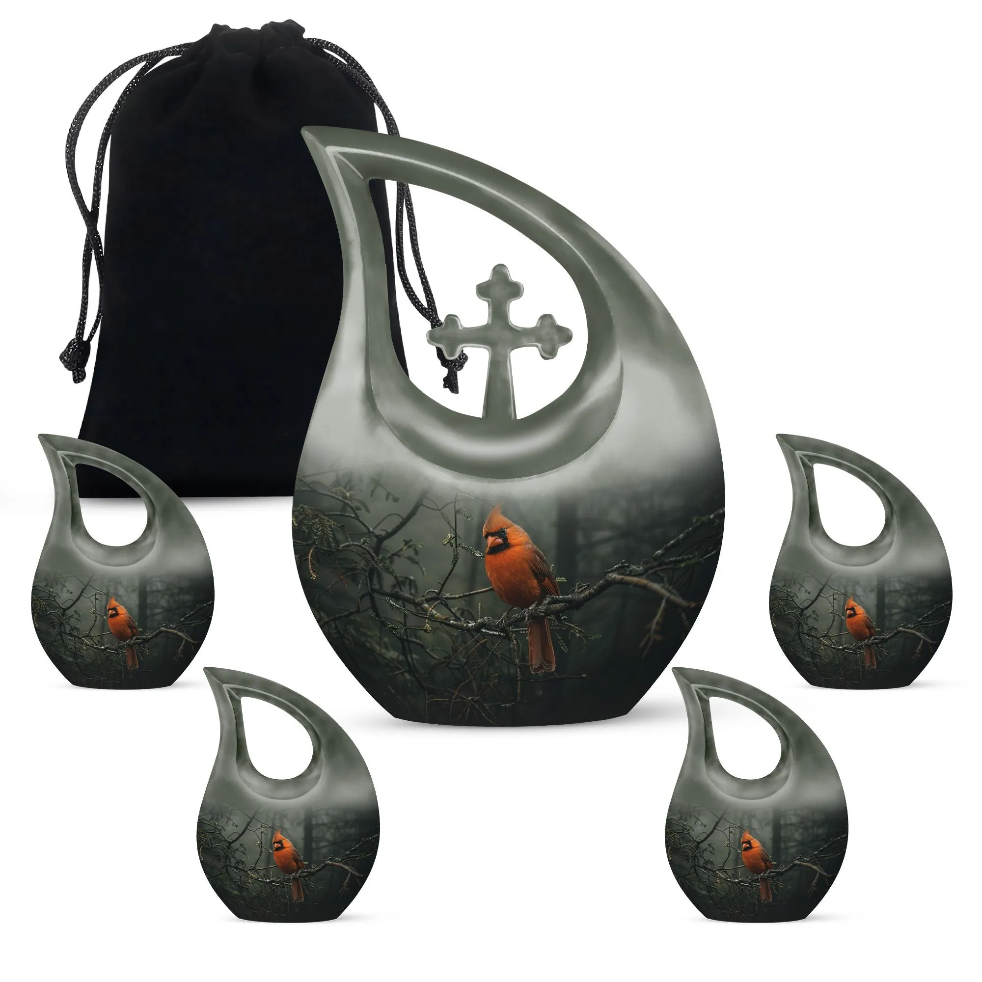 Cardinal Bird Soul Serenity: Memorial Urn for Ashes with Artful Elegance