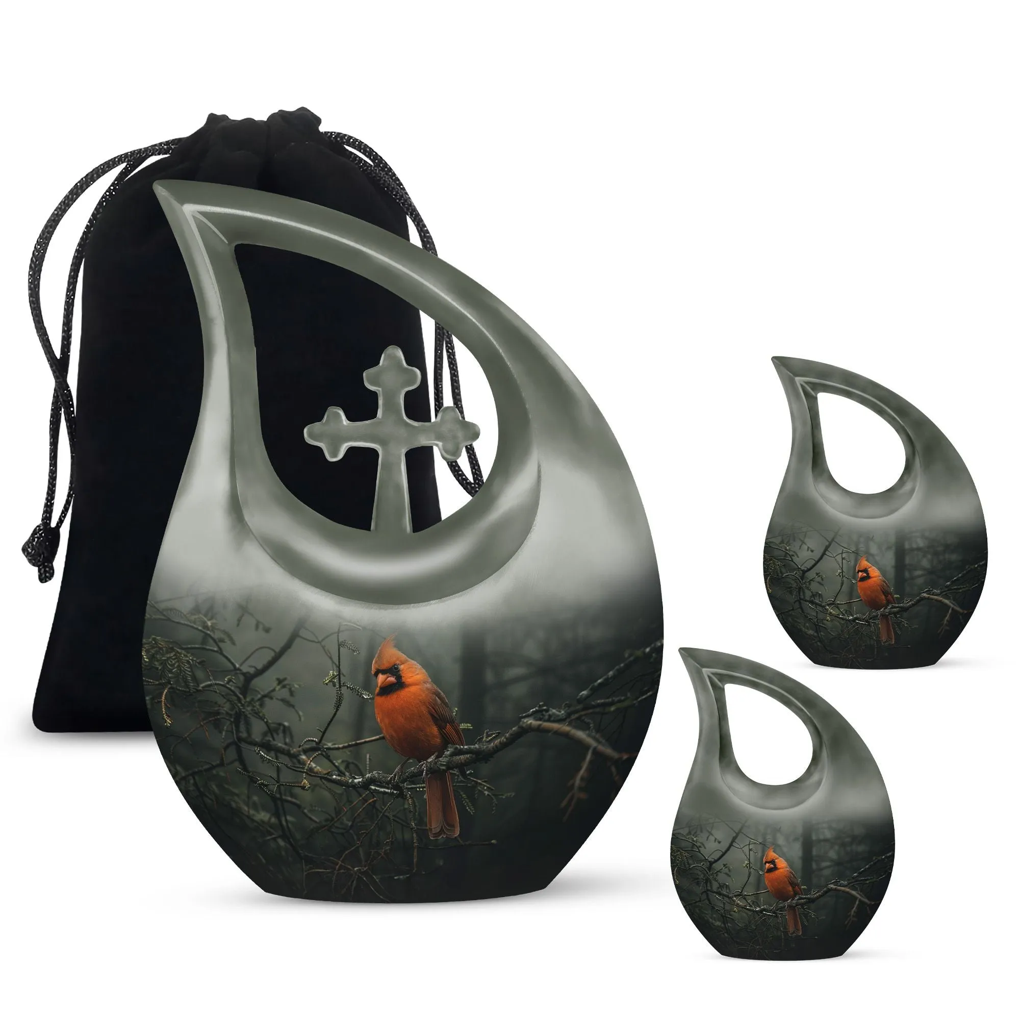 Cardinal Bird Soul Serenity: Memorial Urn for Ashes with Artful Elegance