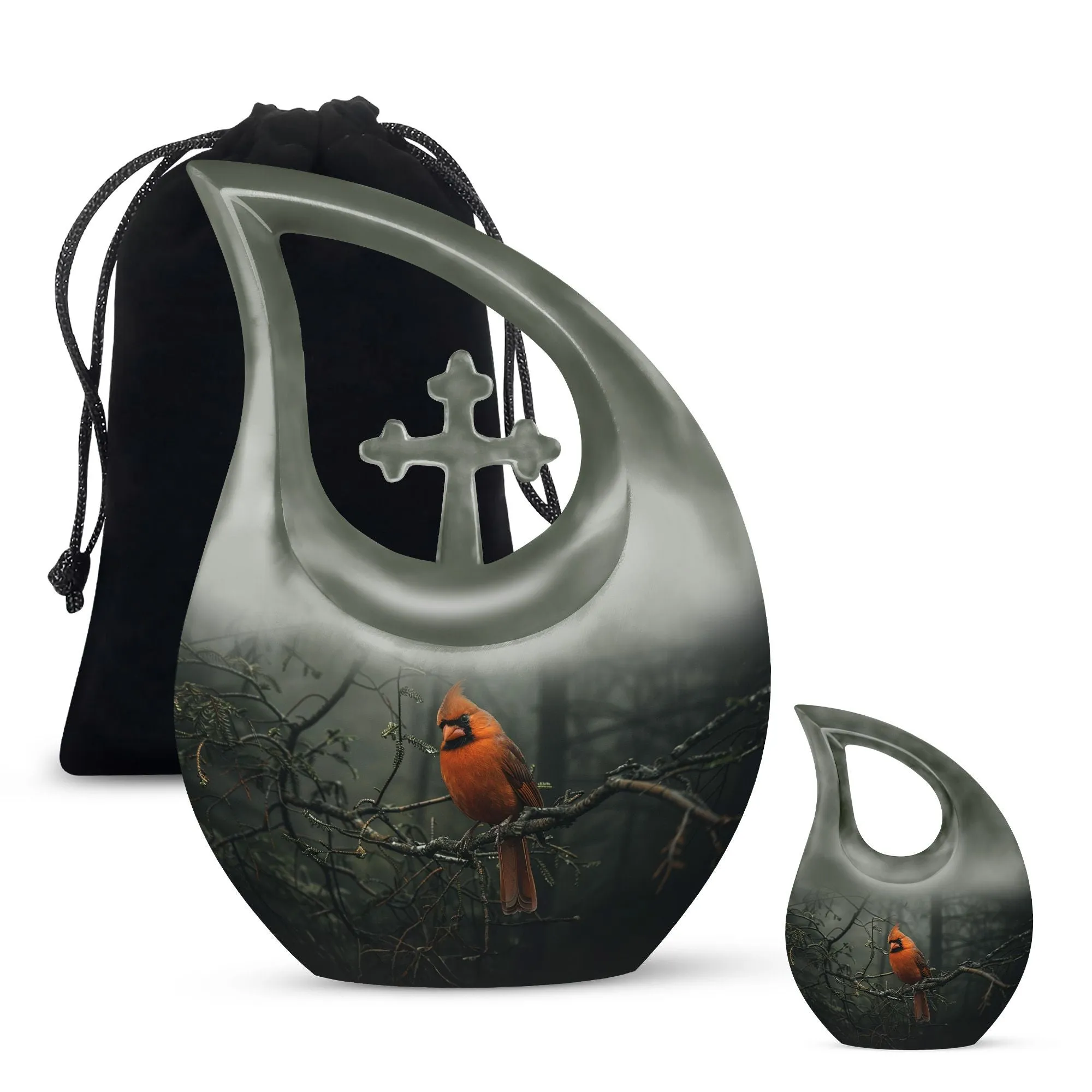 Cardinal Bird Soul Serenity: Memorial Urn for Ashes with Artful Elegance