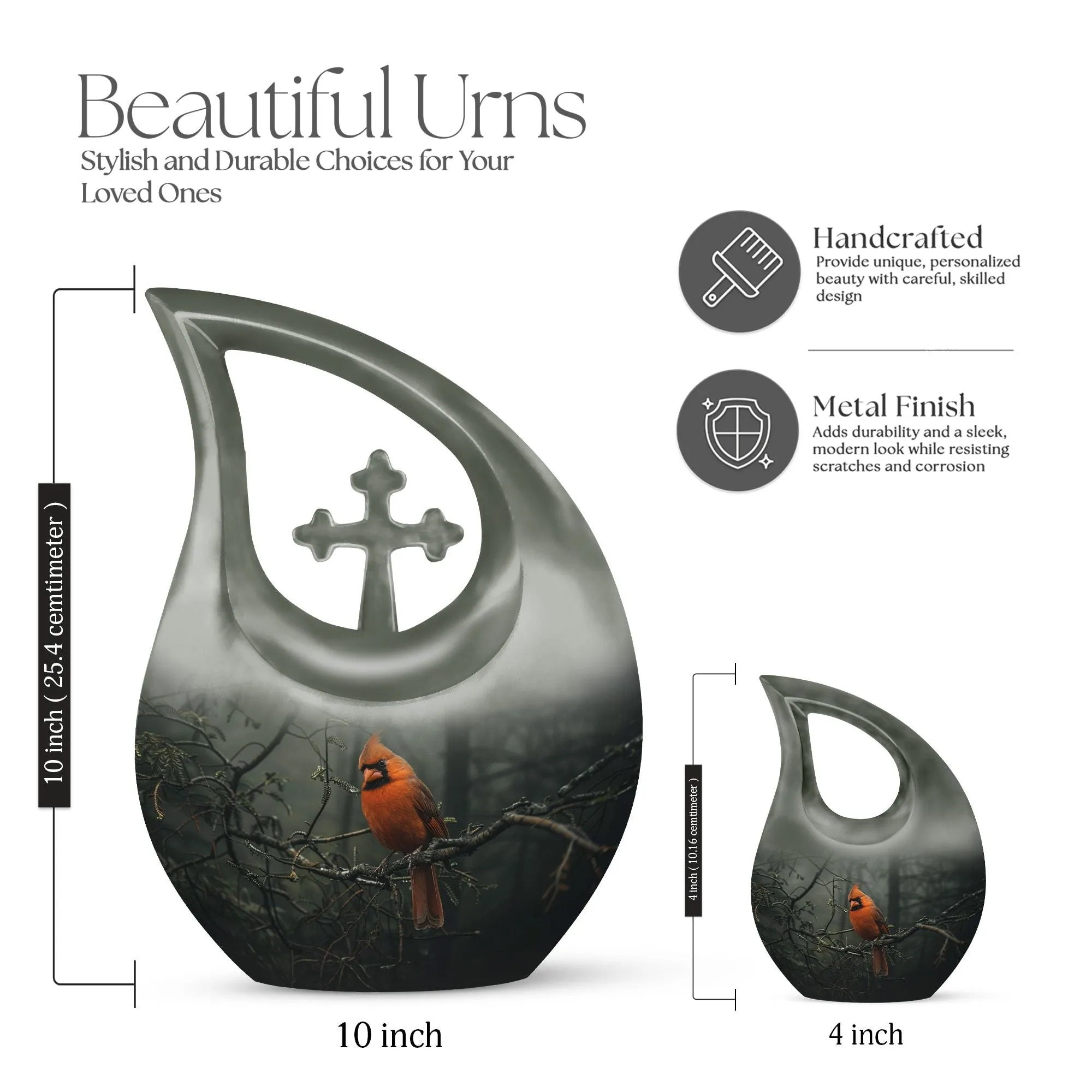 Cardinal Bird Soul Serenity: Memorial Urn for Ashes with Artful Elegance