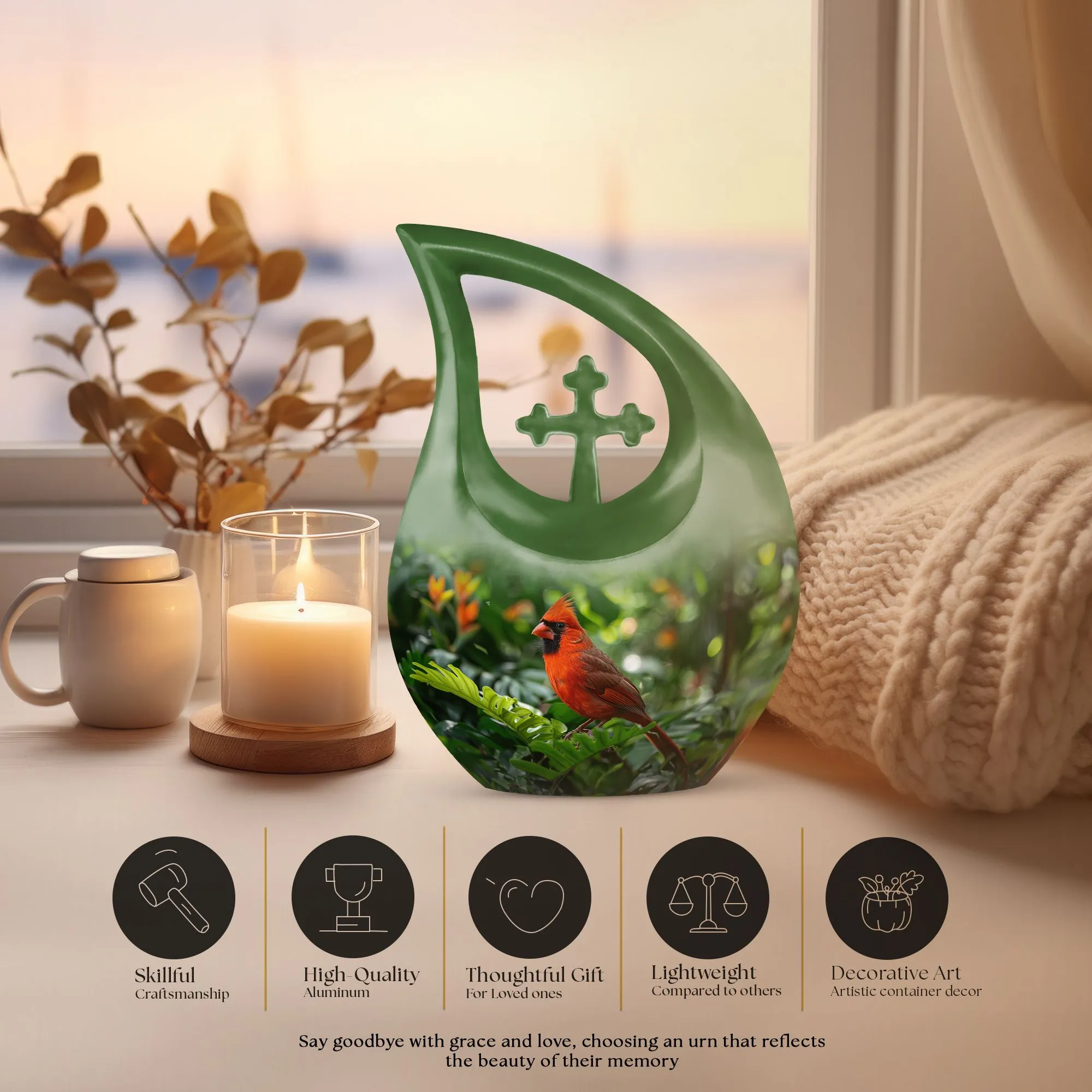 Cardinal Bird Urn : Containers For Ashes After Cremation