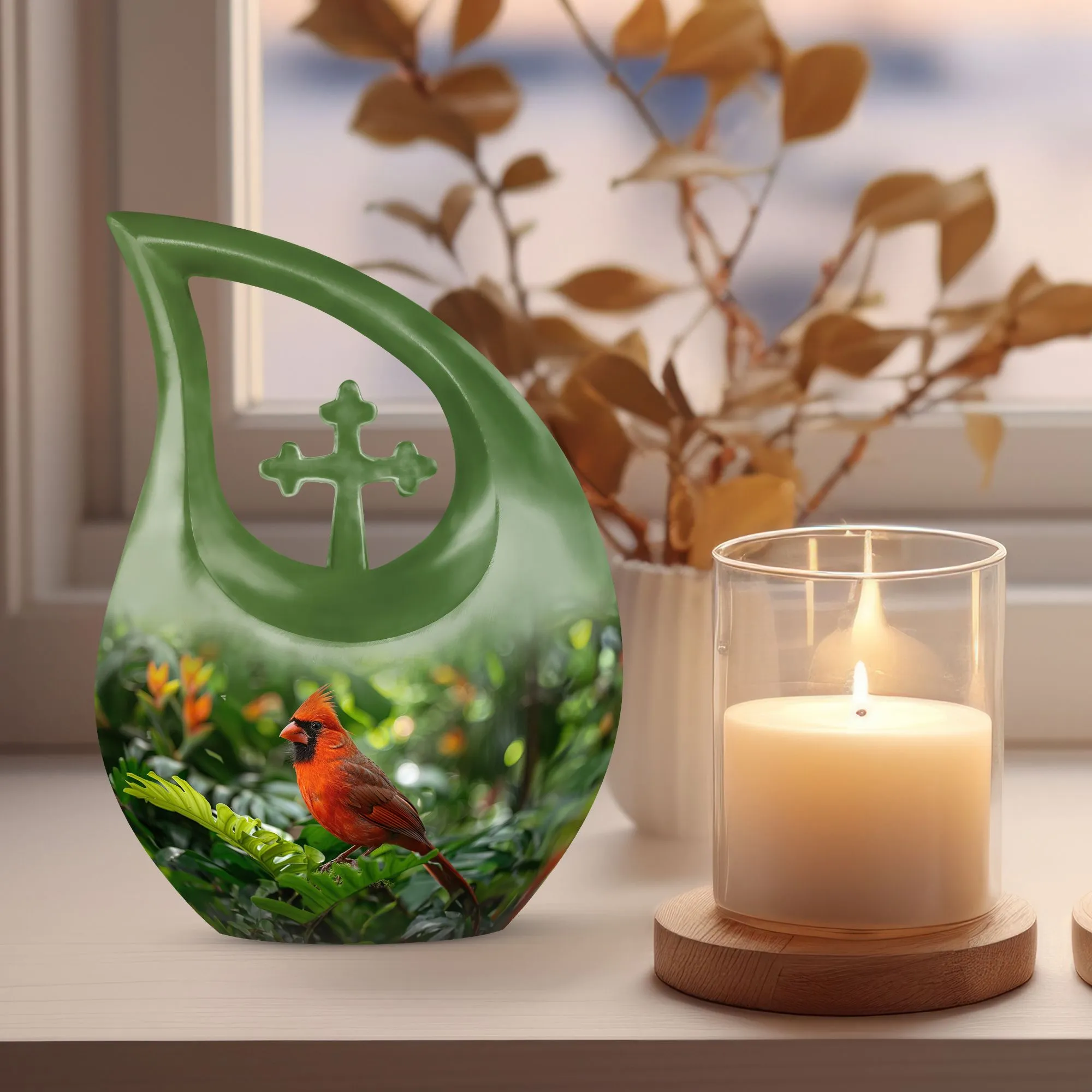 Cardinal Bird Urn : Containers For Ashes After Cremation