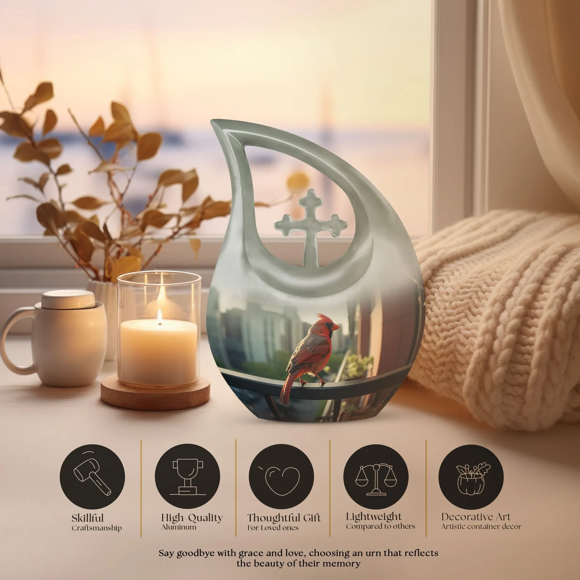 Cardinal Bird Urn – Full Size Memorial Cremation Urn